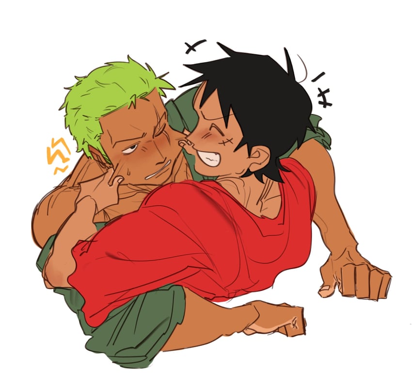 monkey d. luffy and roronoa zoro (one piece) drawn by phrysic