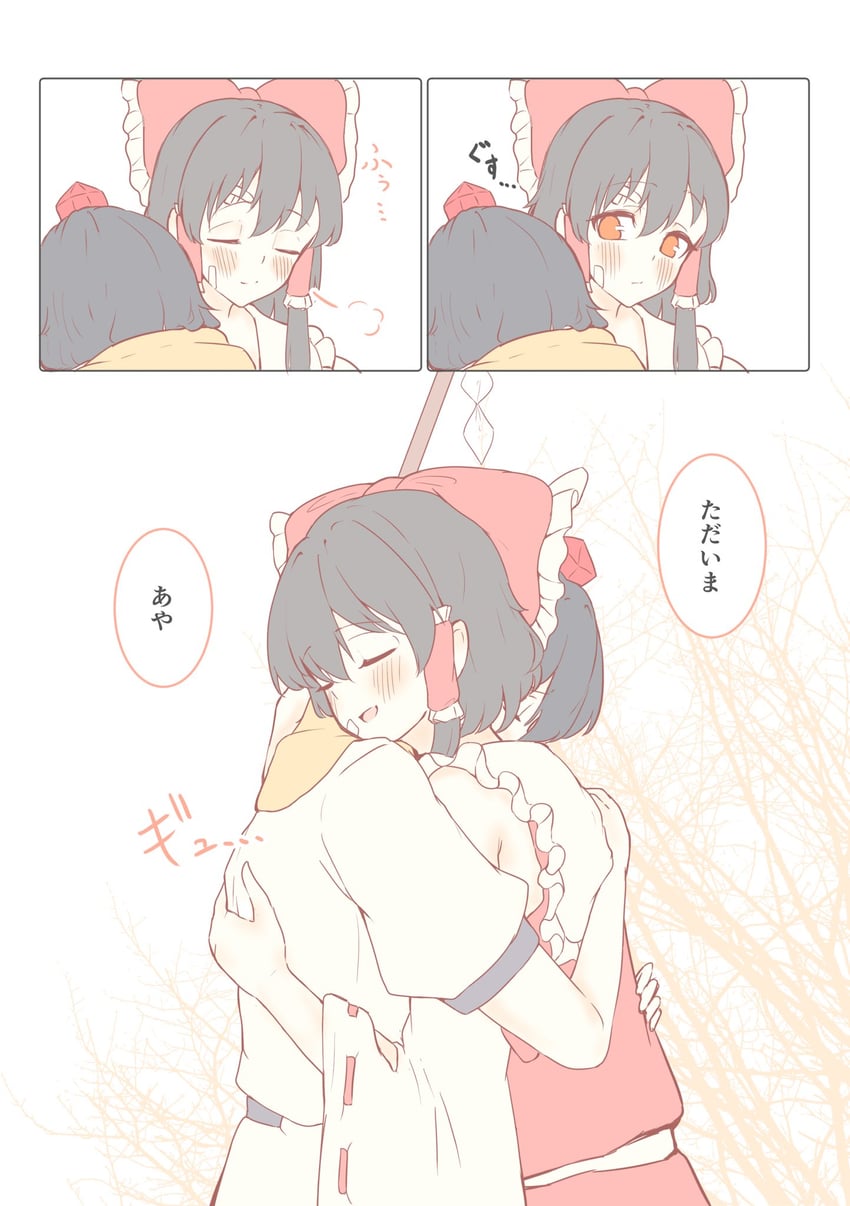 hakurei reimu and shameimaru aya (touhou) drawn by seele_(chanseele0128)