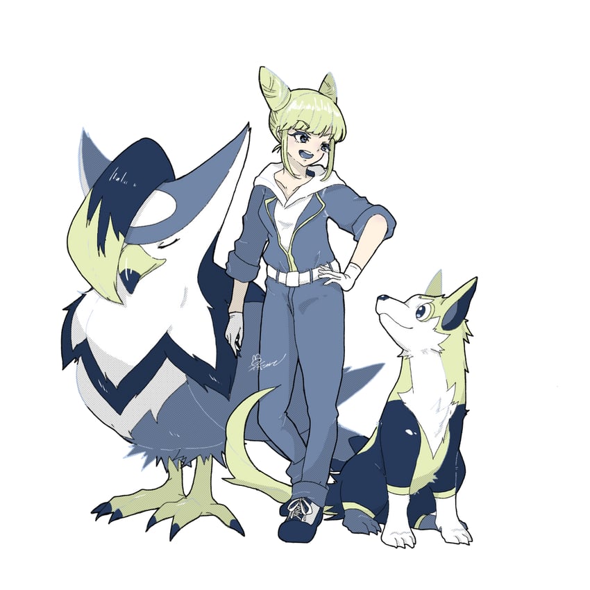 jasmine, staraptor, and boltund (pokemon and 1 more) drawn by hosinyanko