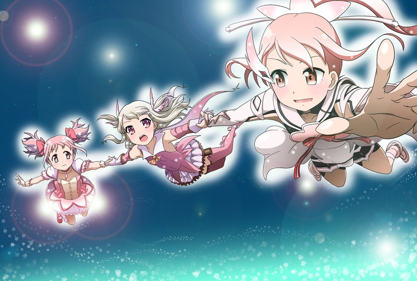 kaname madoka, illyasviel von einzbern, prisma illya, and yuuki yuuna (fate and 4 more) drawn by takaya_n