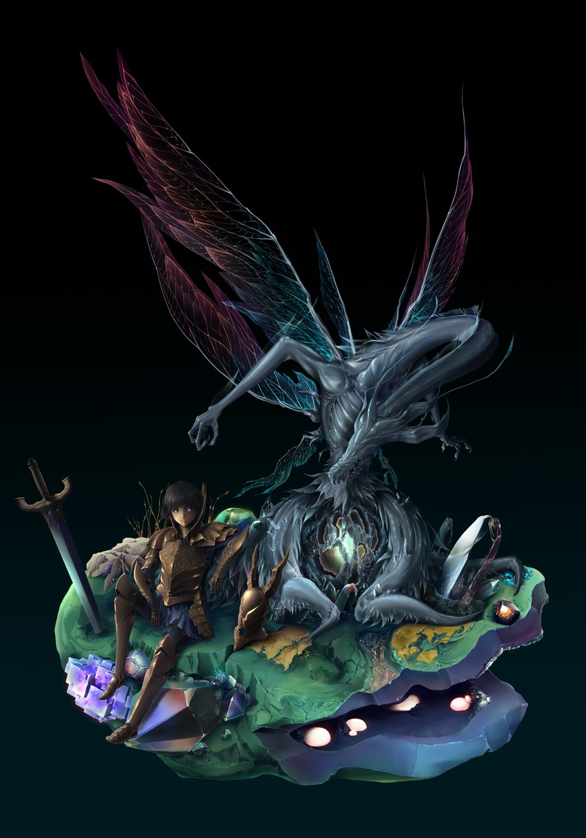 chosen undead and seath the scaleless (dark souls and 1 more) drawn by living