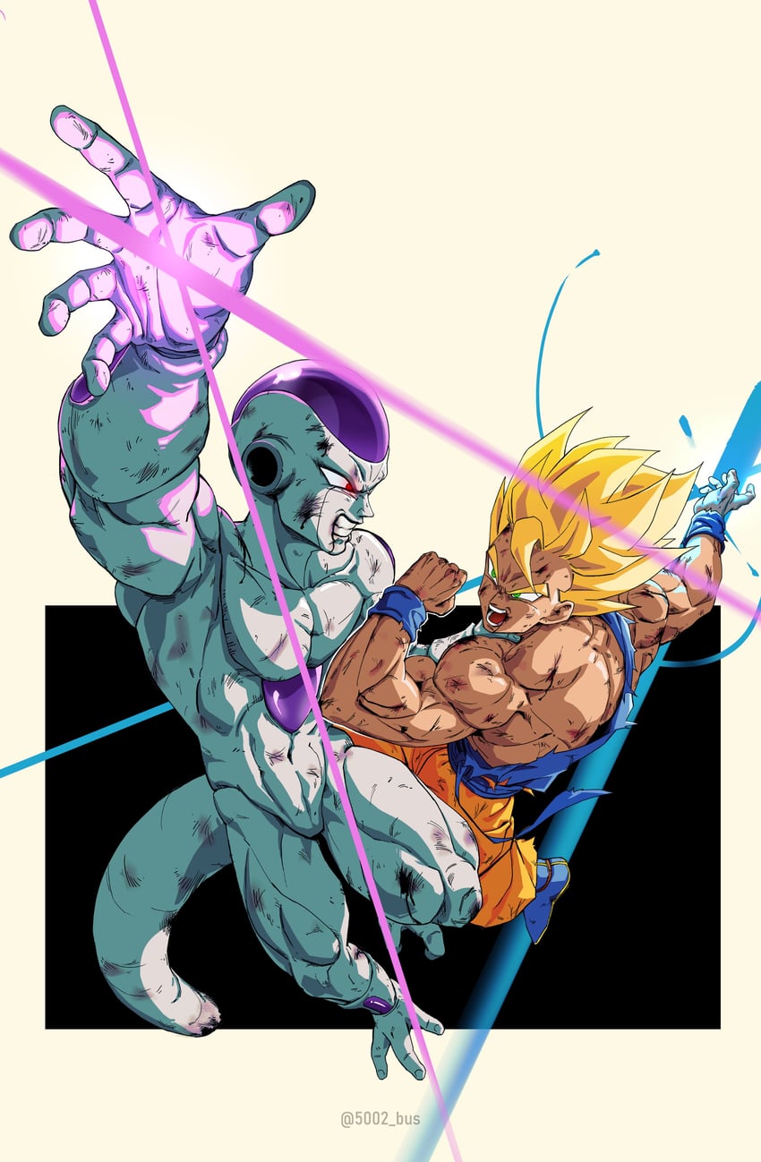 son goku, frieza, and final form frieza (dragon ball and 1 more) drawn by 5002_bus