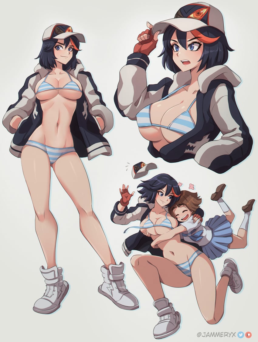 matoi ryuuko, senketsu, and mankanshoku mako (kill la kill) drawn by jammeryx