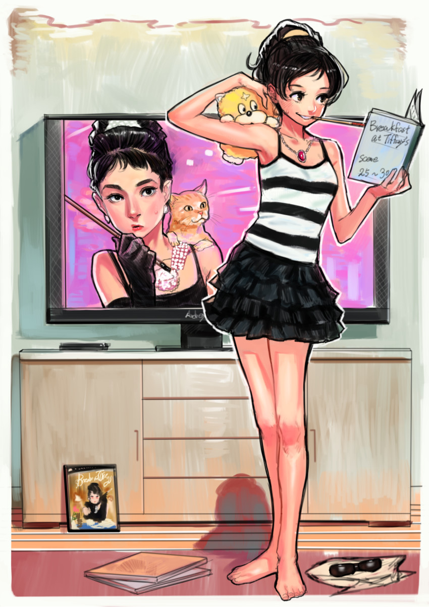 kitazawa shiho, audrey hepburn, and holly golightly (idolmaster and 2 more) drawn by bukimi_isan