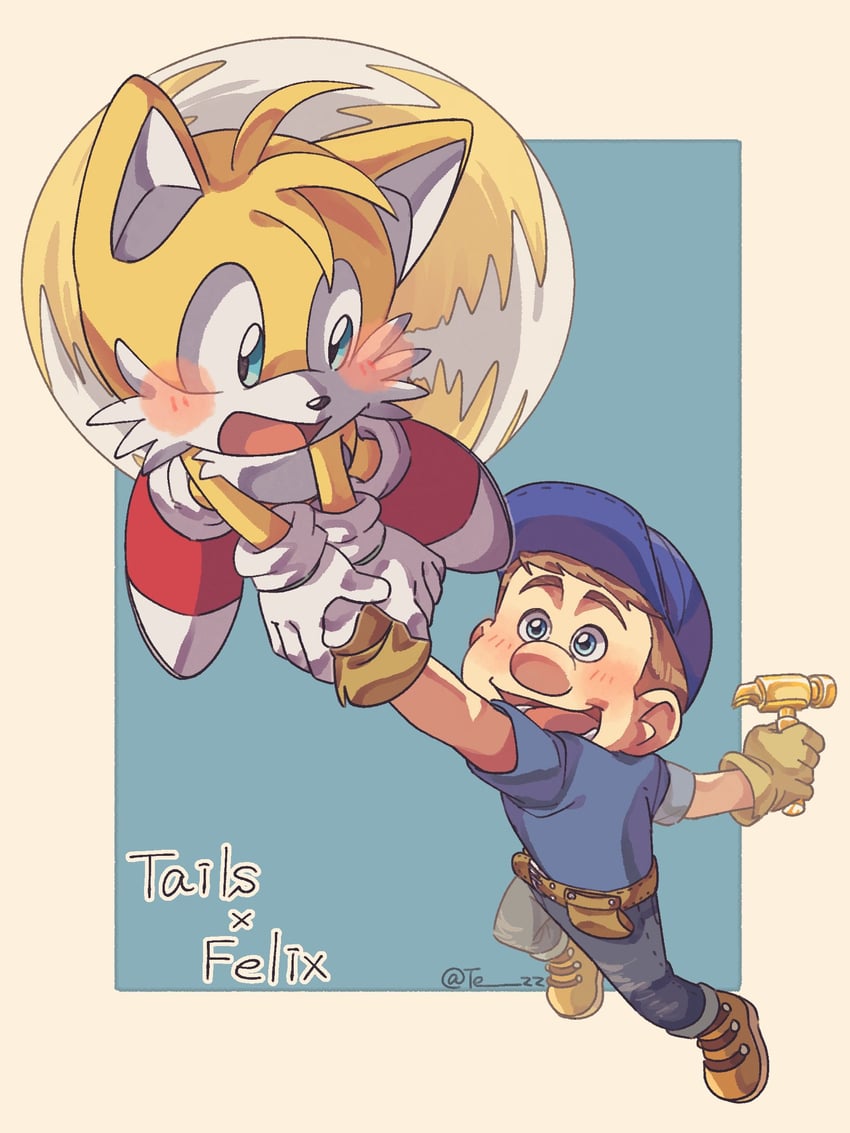 tails and fix-it felix jr (sonic and 1 more) drawn by tezz