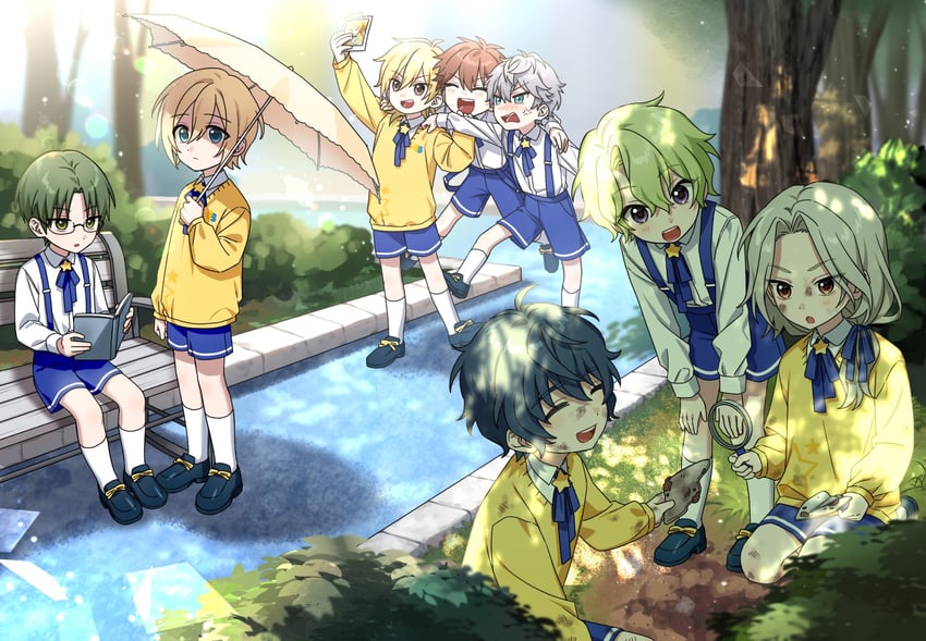 tenshouin eichi, morisawa chiaki, ran nagisa, sena izumi, hakaze kaoru, and 3 more (ensemble stars!) drawn by xpstydlsrkddlcl