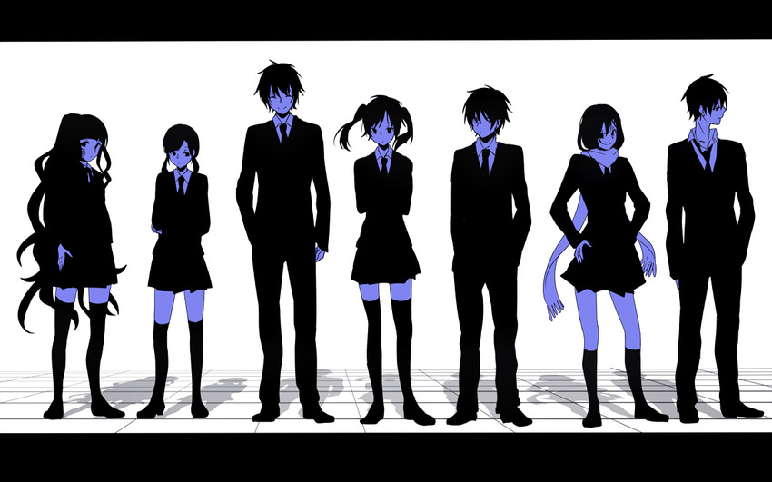tateyama ayano, kisaragi shintarou, kano shuuya, enomoto takane, kokonose haruka, and 2 more (kagerou project) drawn by gel_(nukoleg)