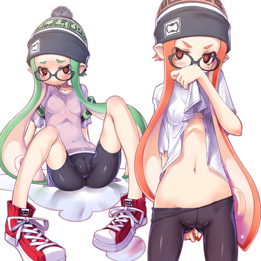 inkling player character and inkling girl (splatoon and 1 more) drawn by sakuya_tsuitachi