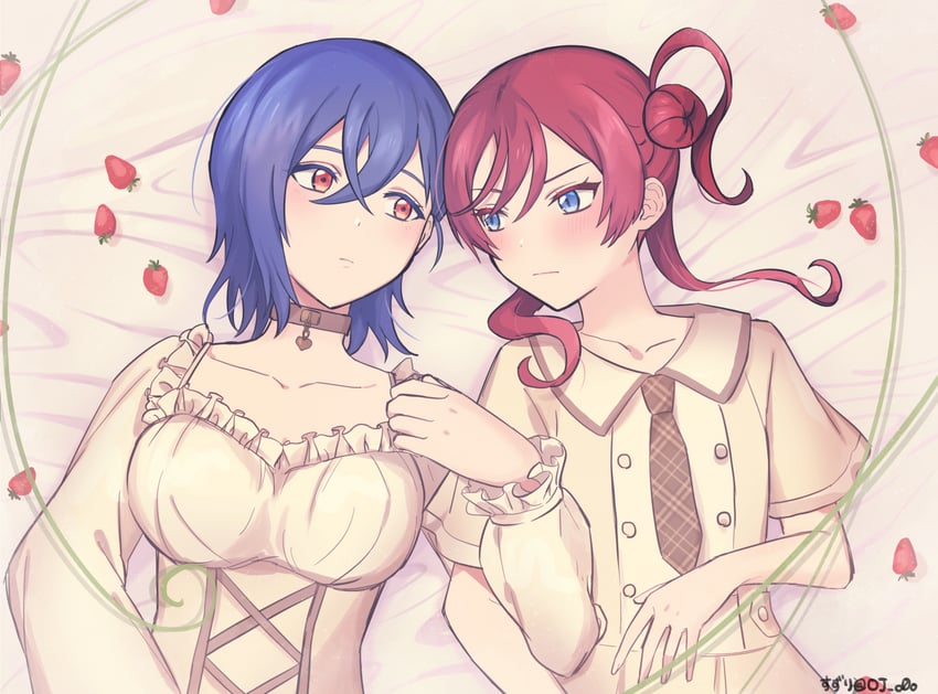 wakana shiki and yoneme mei (love live! and 1 more) drawn by iruzu_(pixiv27236115)