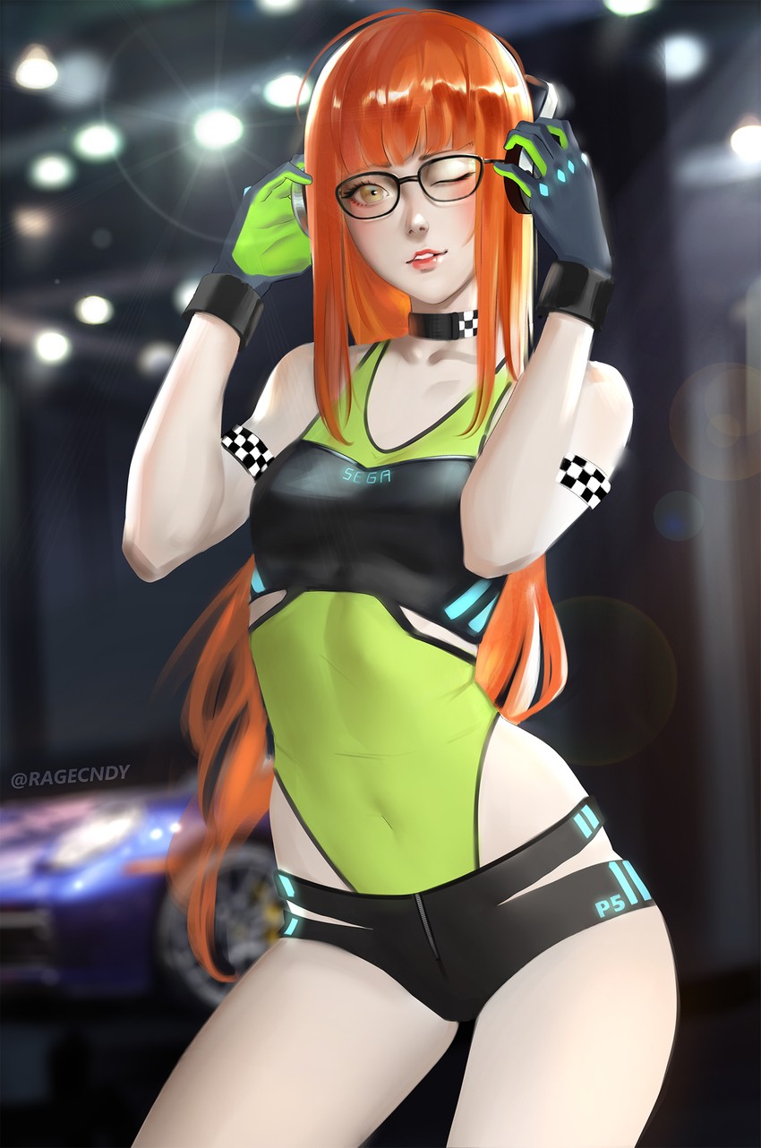 sakura futaba (persona and 2 more) drawn by ragecndy