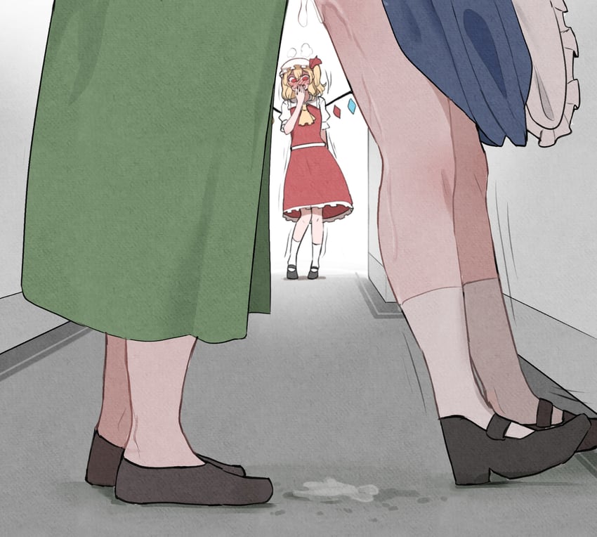 flandre scarlet, izayoi sakuya, and hong meiling (touhou) drawn by mata_(matasoup)