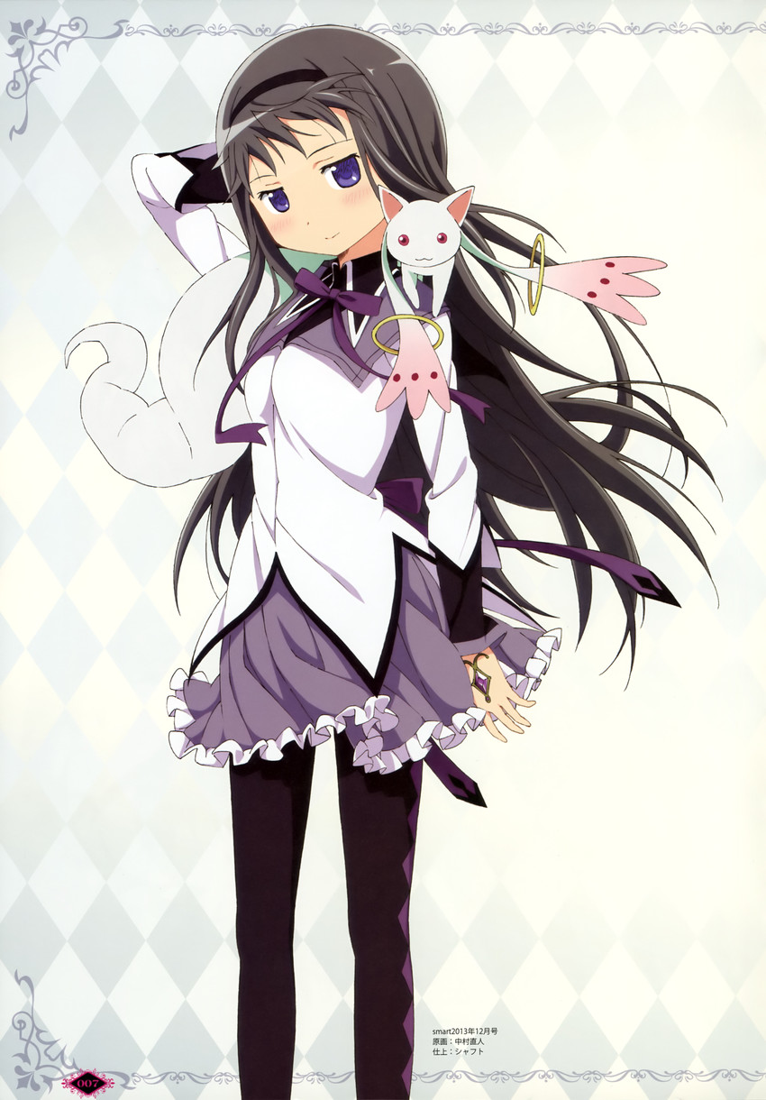akemi homura and kyubey (mahou shoujo madoka magica and 1 more) drawn by nakamura_naoto