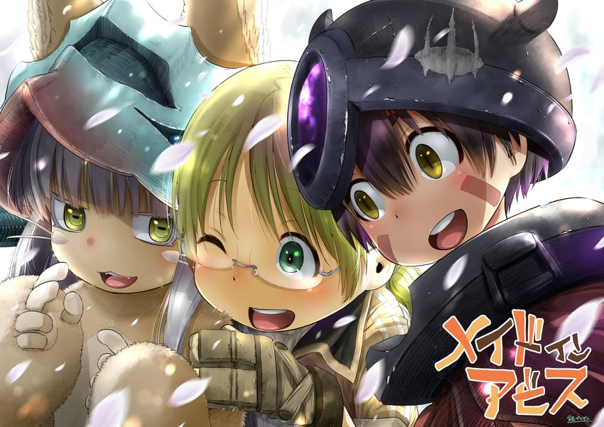 nanachi, reg, and riko (made in abyss) drawn by gin_penguin