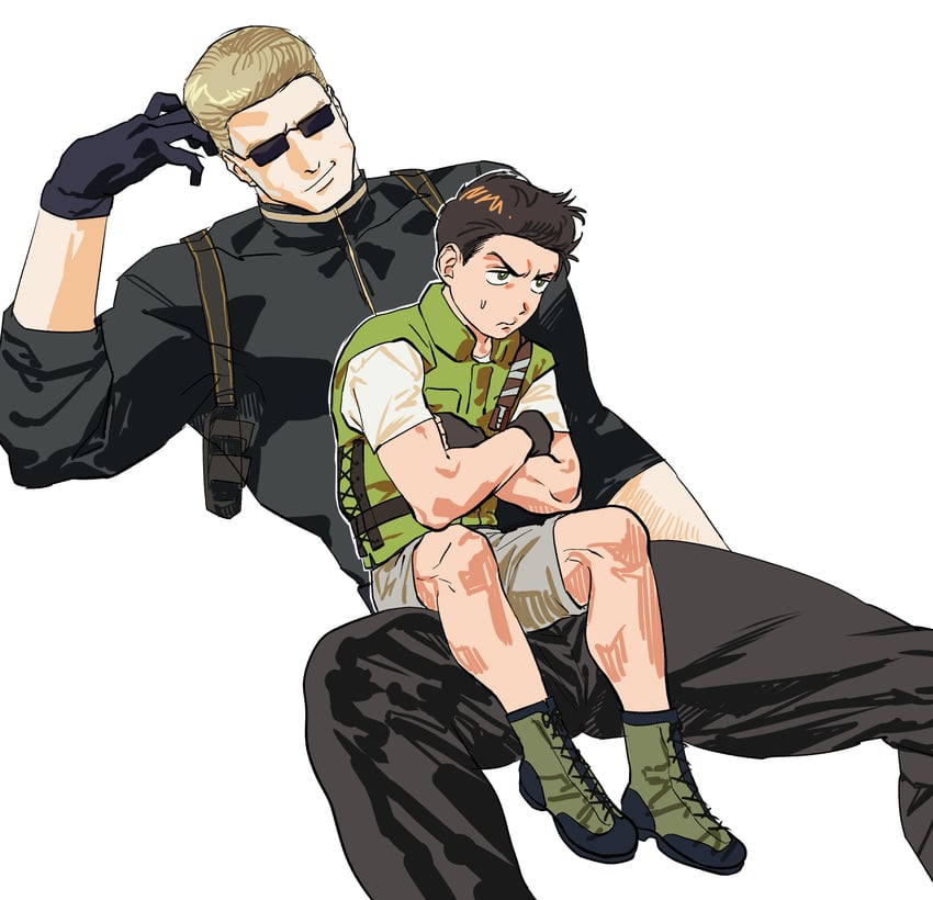 chris redfield and albert wesker (resident evil and 2 more) drawn by 123456dyom