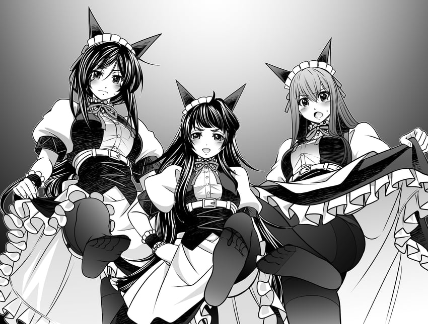 makise kurisu, hiyajou maho, and kunosato mio (steins;gate and 1 more) drawn by eibon