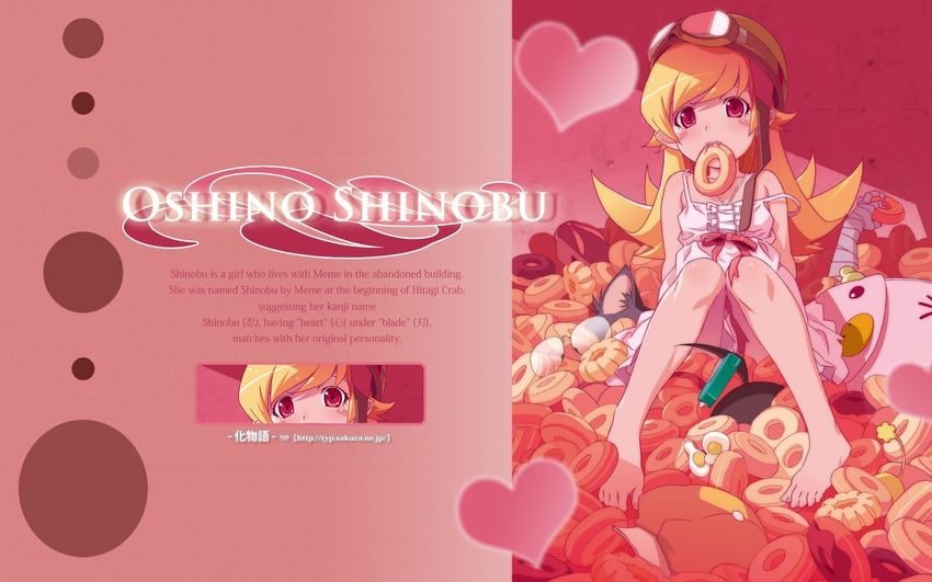 oshino shinobu, hanekawa tsubasa, sengoku nadeko, hachikuji mayoi, araragi koyomi, and 4 more (monogatari and 2 more) drawn by watanabe_akio
