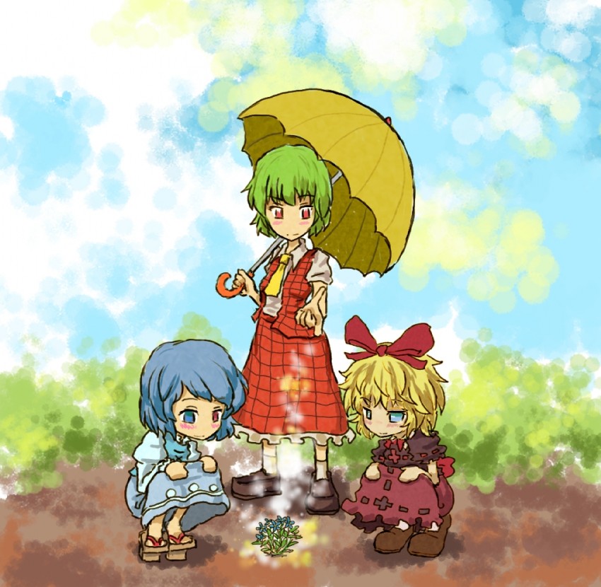 kazami yuuka, tatara kogasa, and medicine melancholy (touhou) drawn by sukuna-bikona_(tokoyo_no_higashi)