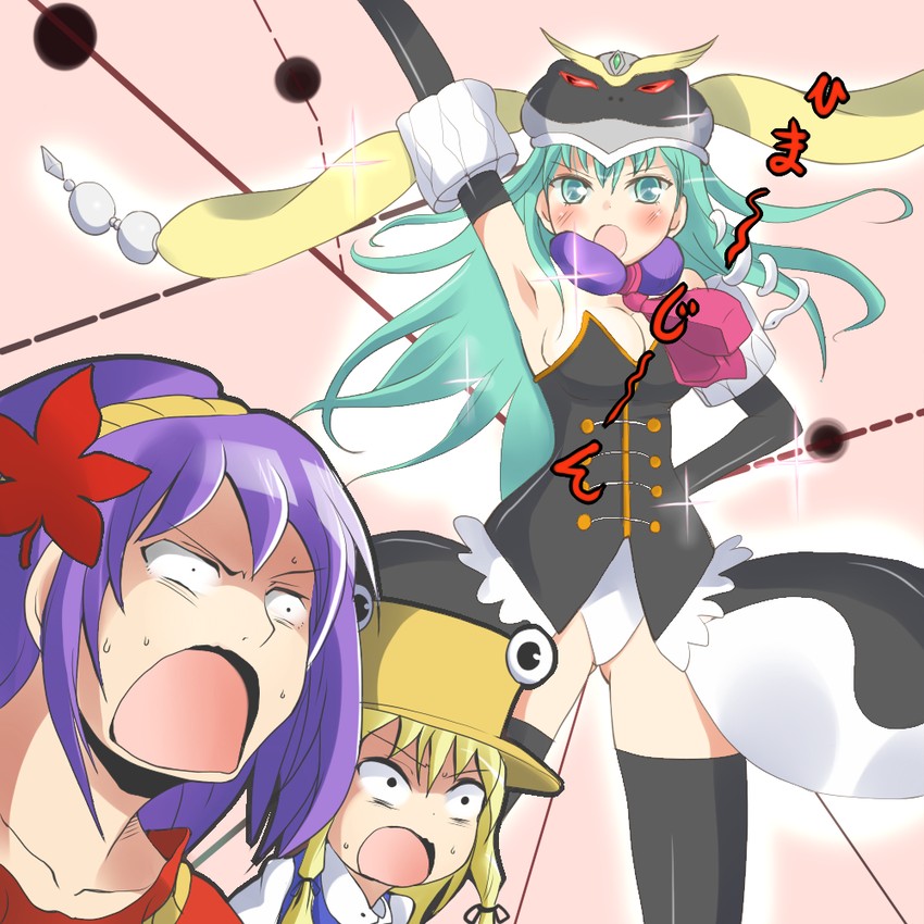 kochiya sanae, moriya suwako, yasaka kanako, and princess of the crystal (touhou and 1 more) drawn by deego_(omochi_bazooka)