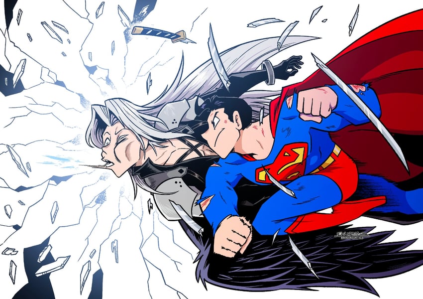 sephiroth and superman (final fantasy and 3 more) drawn by brandon_santiago
