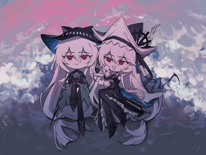 skadi, specter, and specter the unchained (arknights) drawn by potettoe