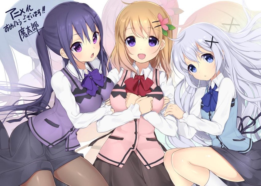 kafuu chino, hoto cocoa, and tedeza rize (gochuumon wa usagi desu ka?) drawn by mataro_(matarou)