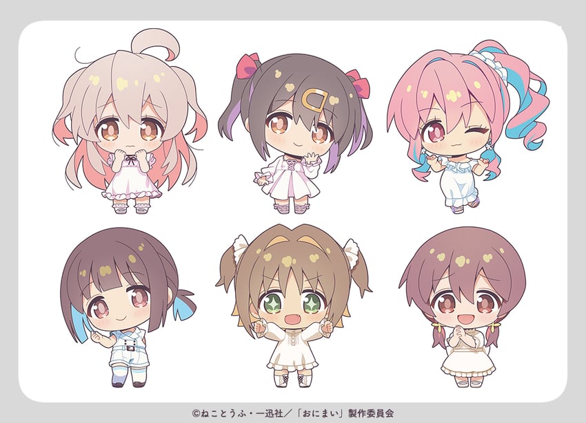 oyama mahiro, oyama mihari, hozuki momiji, oka asahi, murosaki miyo, and 1 more (onii-chan wa oshimai!) drawn by shinoda_mame