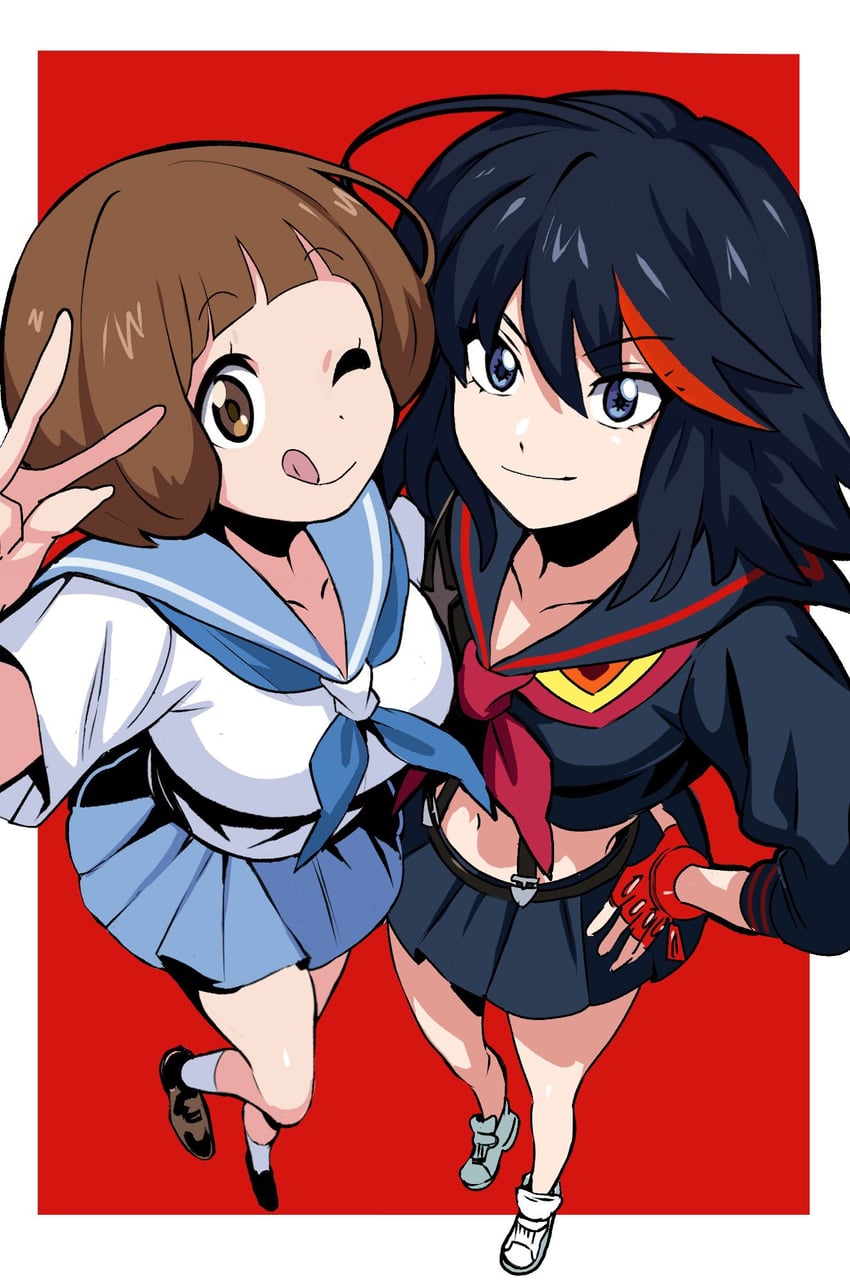 matoi ryuuko, senketsu, and mankanshoku mako (kill la kill) drawn by kaji_kento