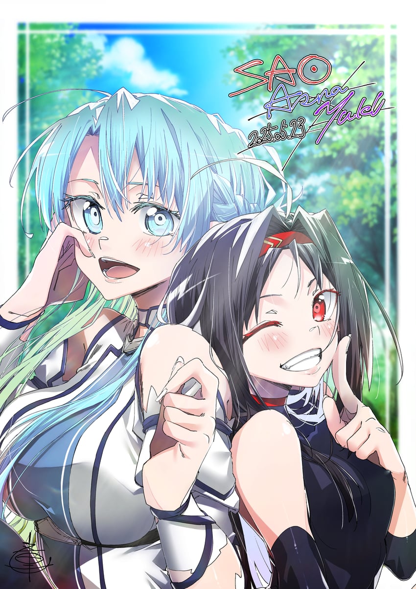asuna and yuuki (sword art online) drawn by 1121_mikisakura