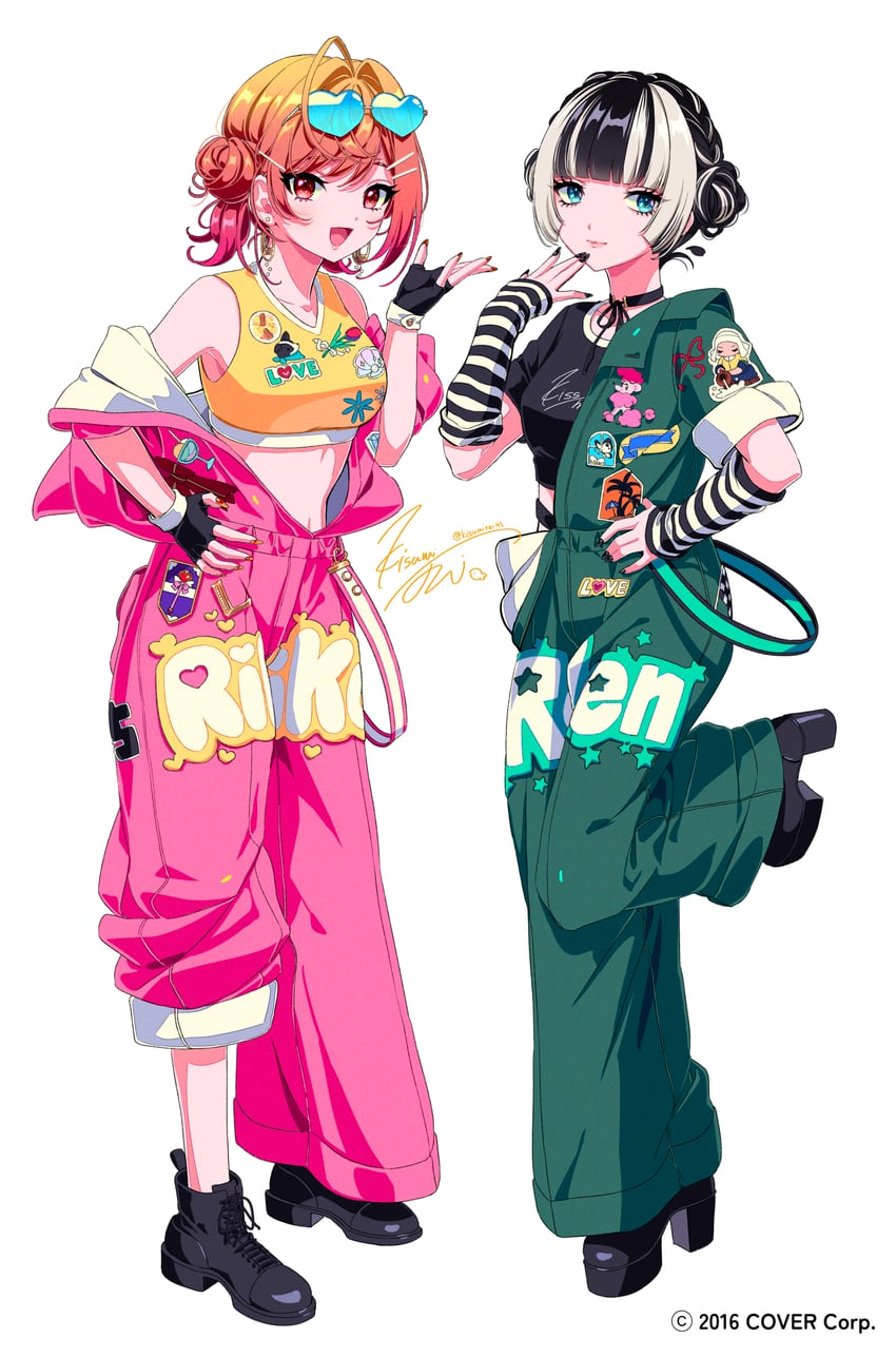 ichijou ririka and juufuutei raden (hololive and 1 more) drawn by kisumi_rei