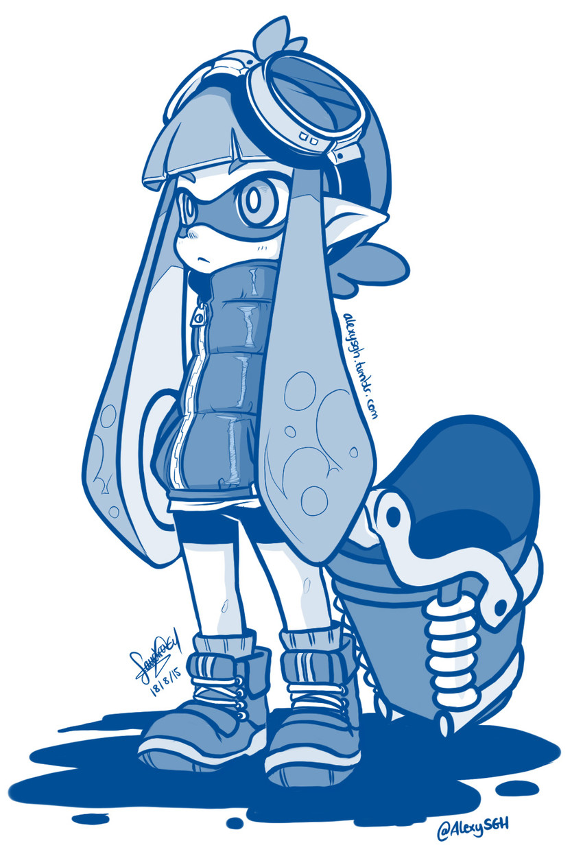 inkling player character and inkling girl (splatoon and 1 more) drawn by sandragh