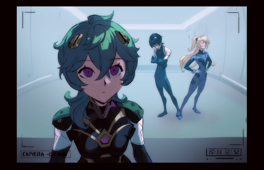 scaramouche, fischl, and collei (genshin impact and 1 more) drawn by aina_(mayexplode)