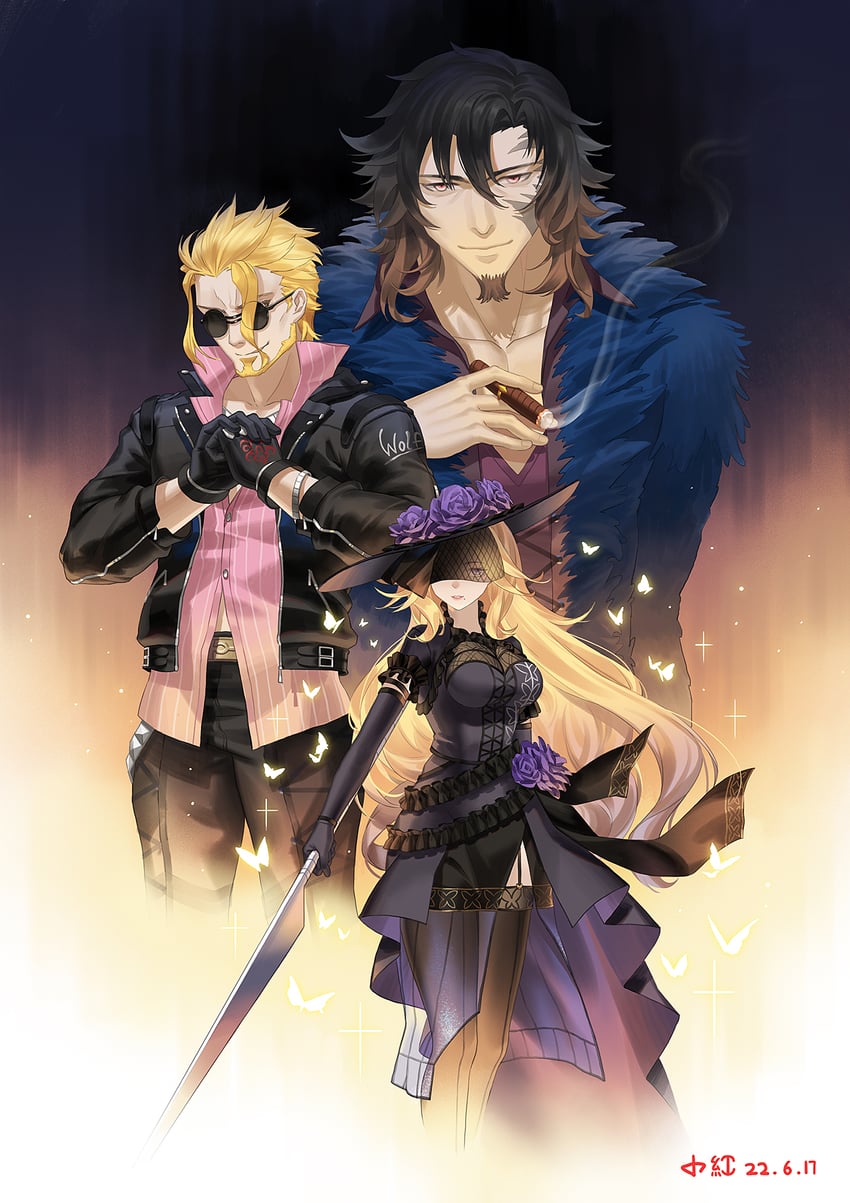 lucrezia isselee, ellroy harwood, and walter kron (eiyuu densetsu and 2 more) drawn by shui_qian_he_kafei