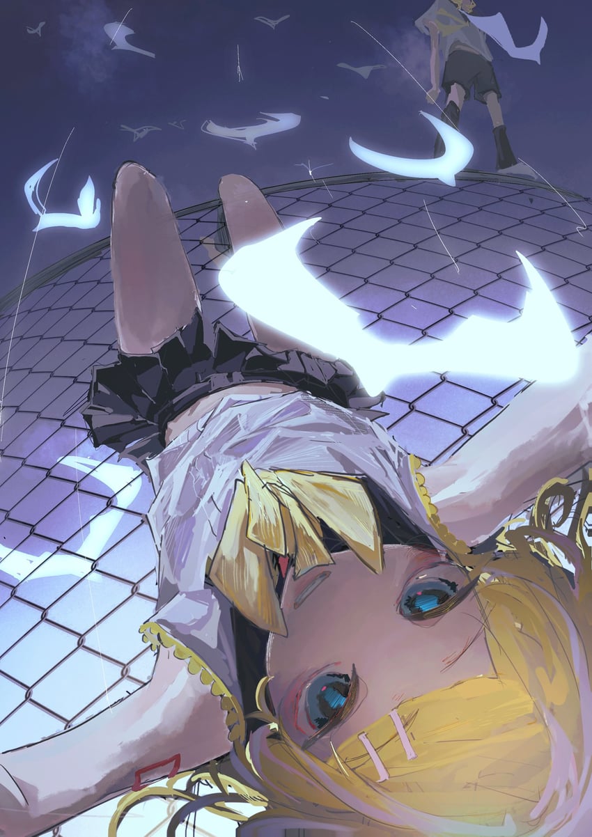 kagamine rin and kagamine len (vocaloid) drawn by mmon_115