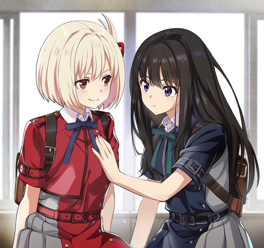 nishikigi chisato and inoue takina (lycoris recoil) drawn by nyoro_(nyoronyoro000)