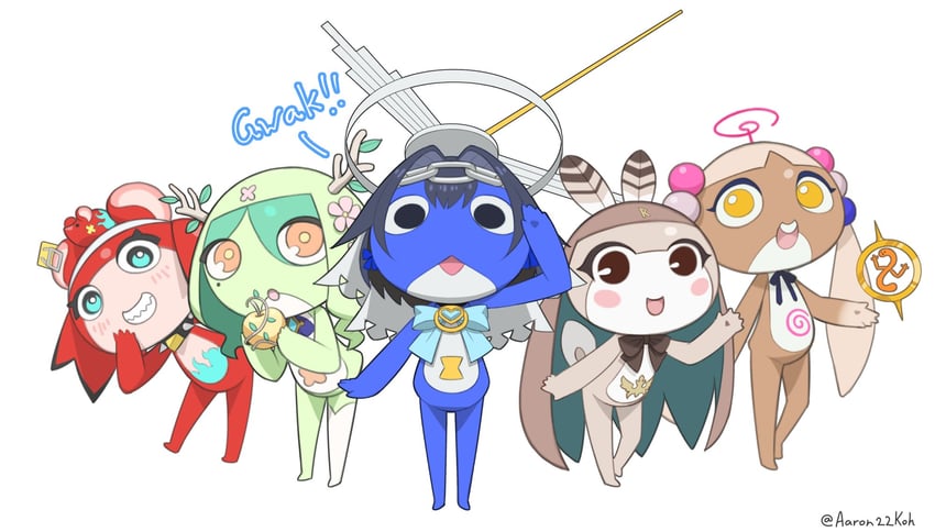 ouro kronii, nanashi mumei, hakos baelz, ceres fauna, tsukumo sana, and 2 more (hololive and 2 more) drawn by aaron22koh