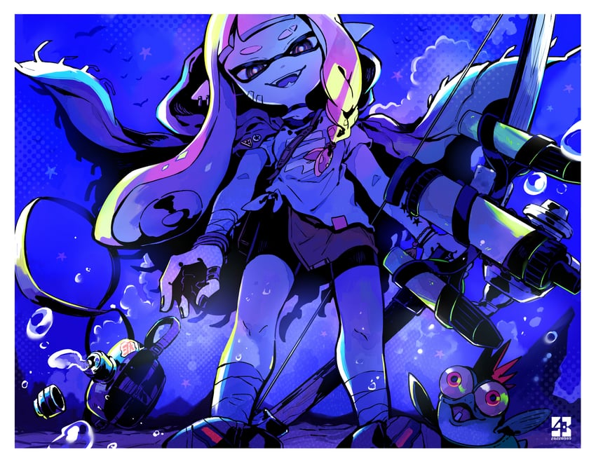 smallfry, agent 3, and veronika (splatoon and 1 more) drawn by keijou_(cave)