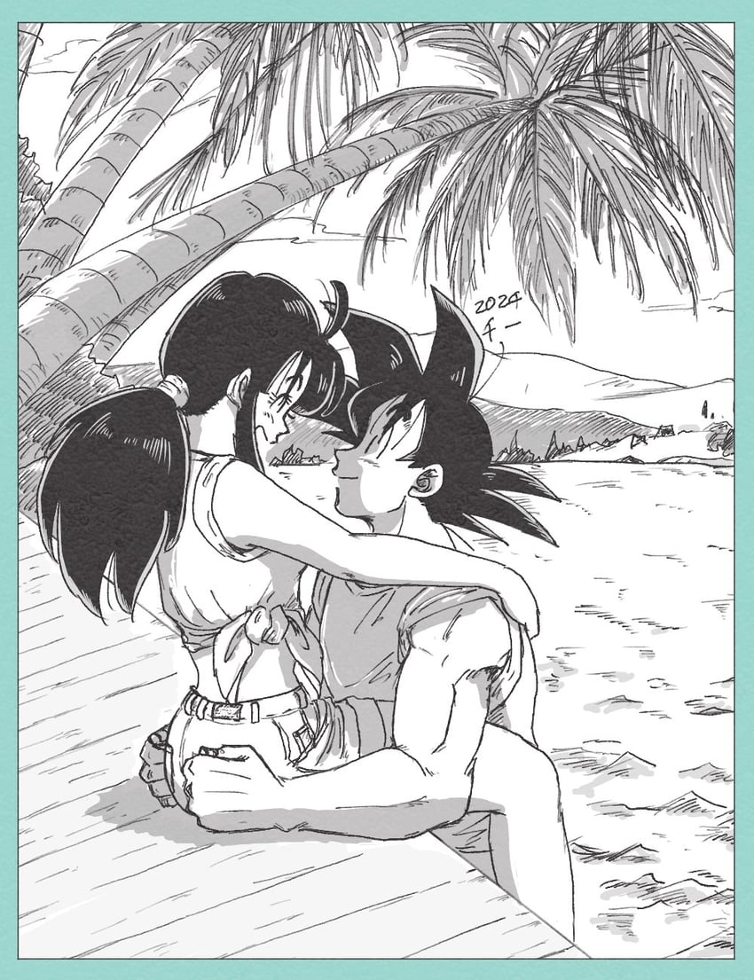 son goku and chi-chi (dragon ball and 1 more) drawn by chi_(cmon_57)