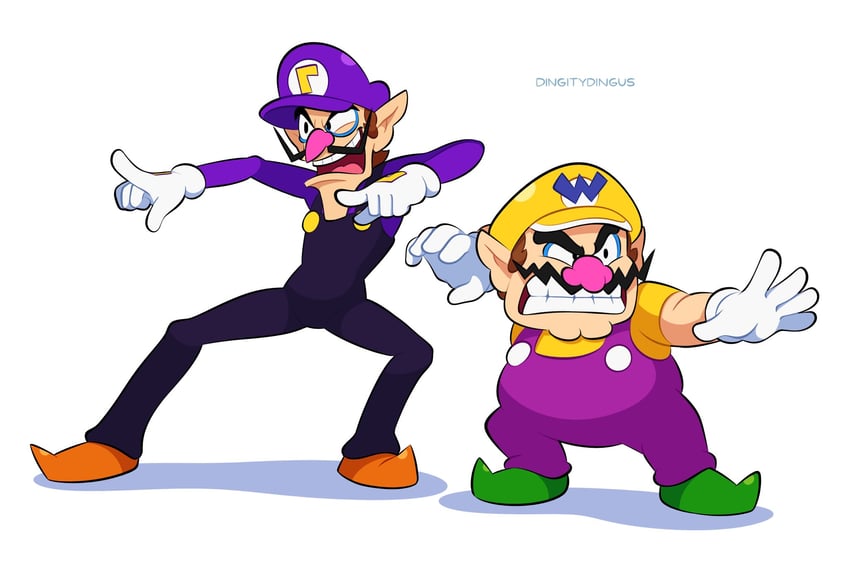 wario and waluigi (mario and 2 more) drawn by vinny_(dingitydingus)