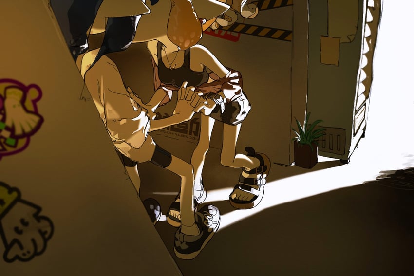 inkling player character and inkling girl (splatoon) drawn by goronmee