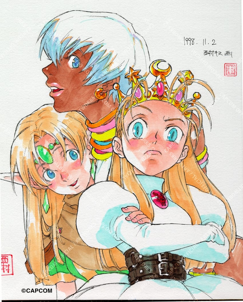 elena, devilot de deathsatan ix, and lucia (street fighter and 5 more) drawn by nishimura_kinu