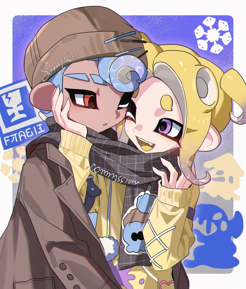 octoling player character, octoling girl, and octoling boy (splatoon) drawn by namazuoku