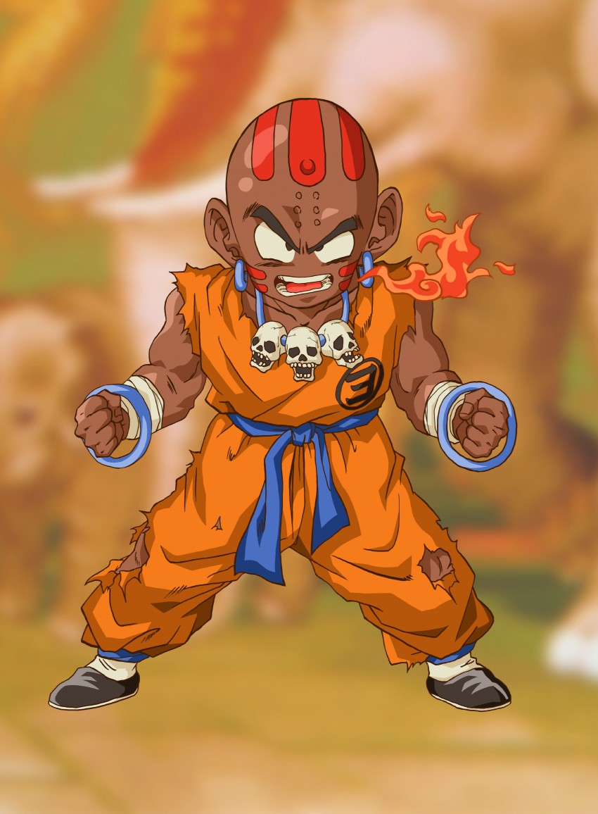 kuririn and dhalsim (street fighter and 1 more) drawn by deka_master