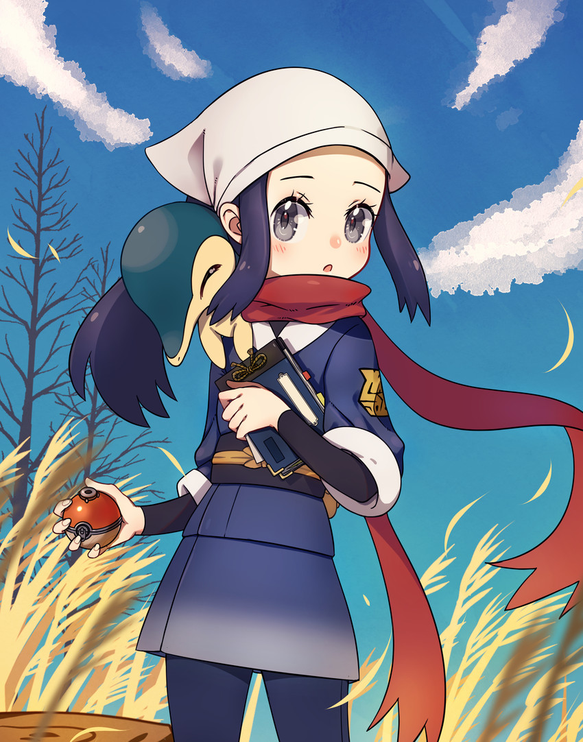 akari and cyndaquil (pokemon and 1 more) drawn by koka12312