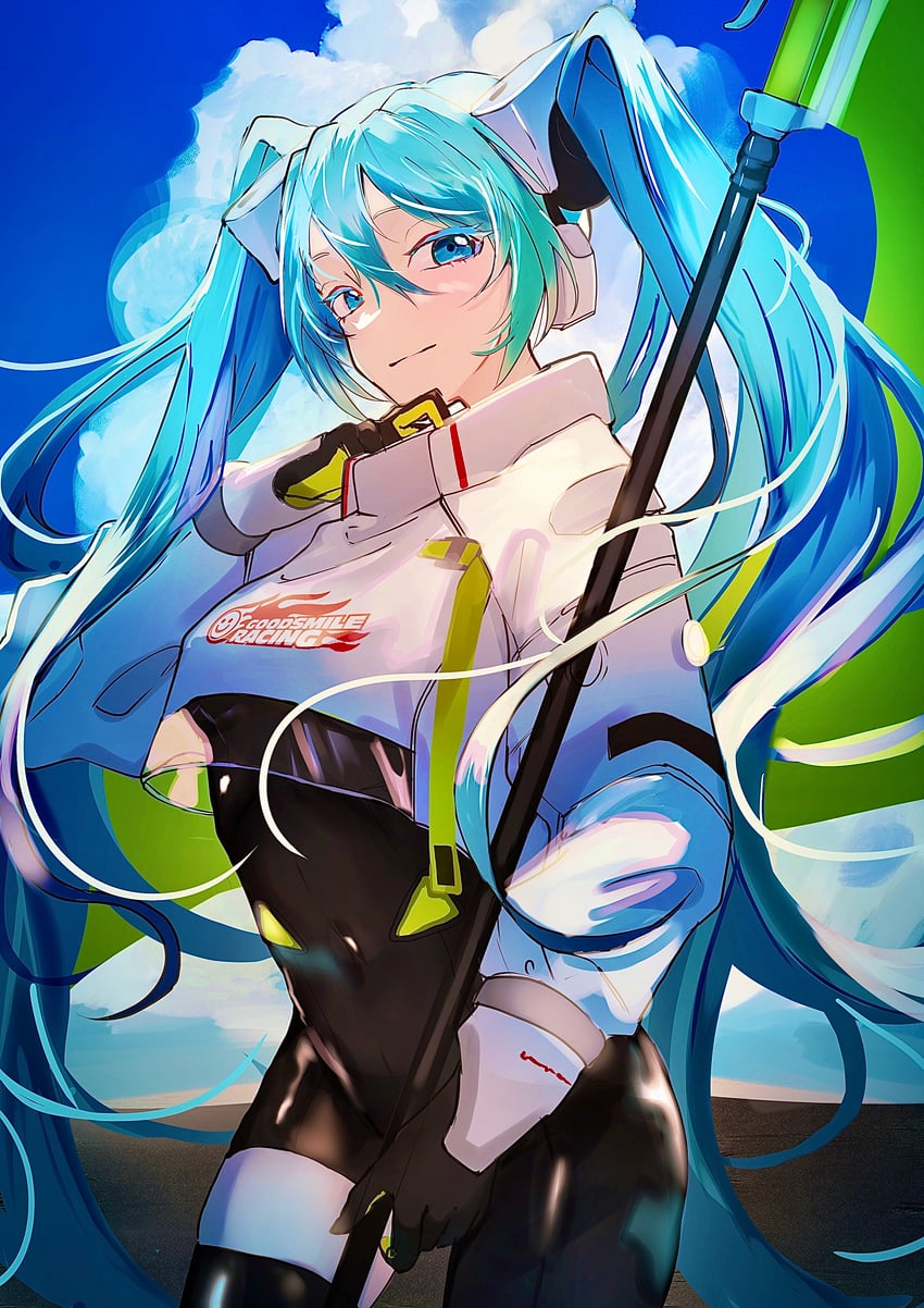 hatsune miku and racing miku (vocaloid and 1 more) drawn by ogura_aoi