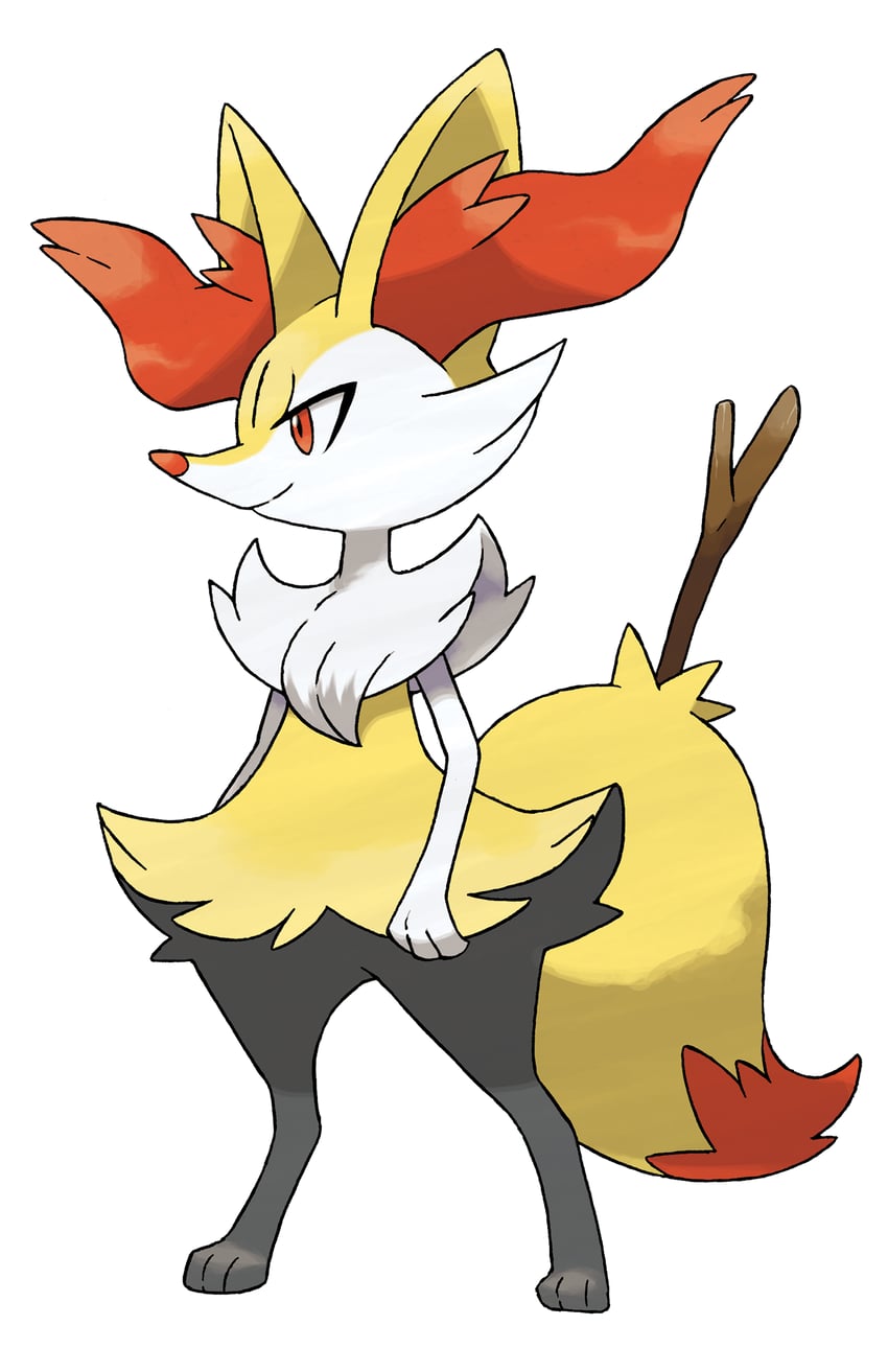 braixen (pokemon and 1 more) drawn by sugimori_ken