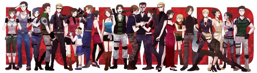leon s. kennedy, jill valentine, chris redfield, ada wong, ashley graham, and 9 more (resident evil and 7 more) drawn by sudachips