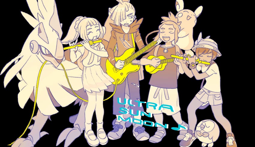 lillie, selene, rowlet, gladion, hau, and 2 more (pokemon and 2 more) drawn by seirakun3
