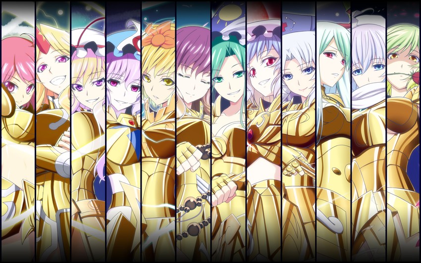 remilia scarlet, yakumo yukari, saigyouji yuyuko, kazami yuuka, kamishirasawa keine, and 7 more (touhou and 1 more) drawn by h-new