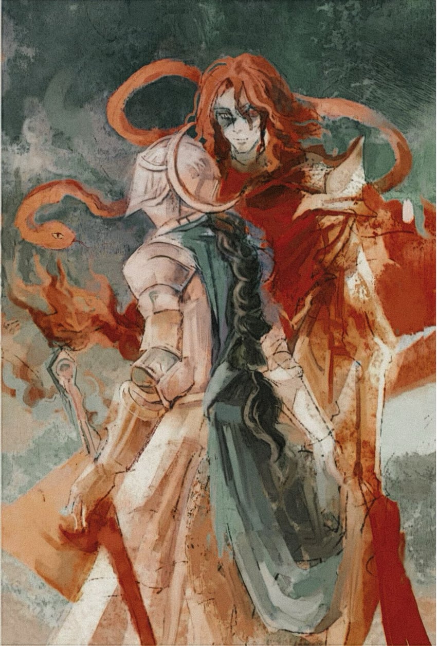 messmer the impaler and rellana twin moon knight (elden ring and 1 more) drawn by duskistar8