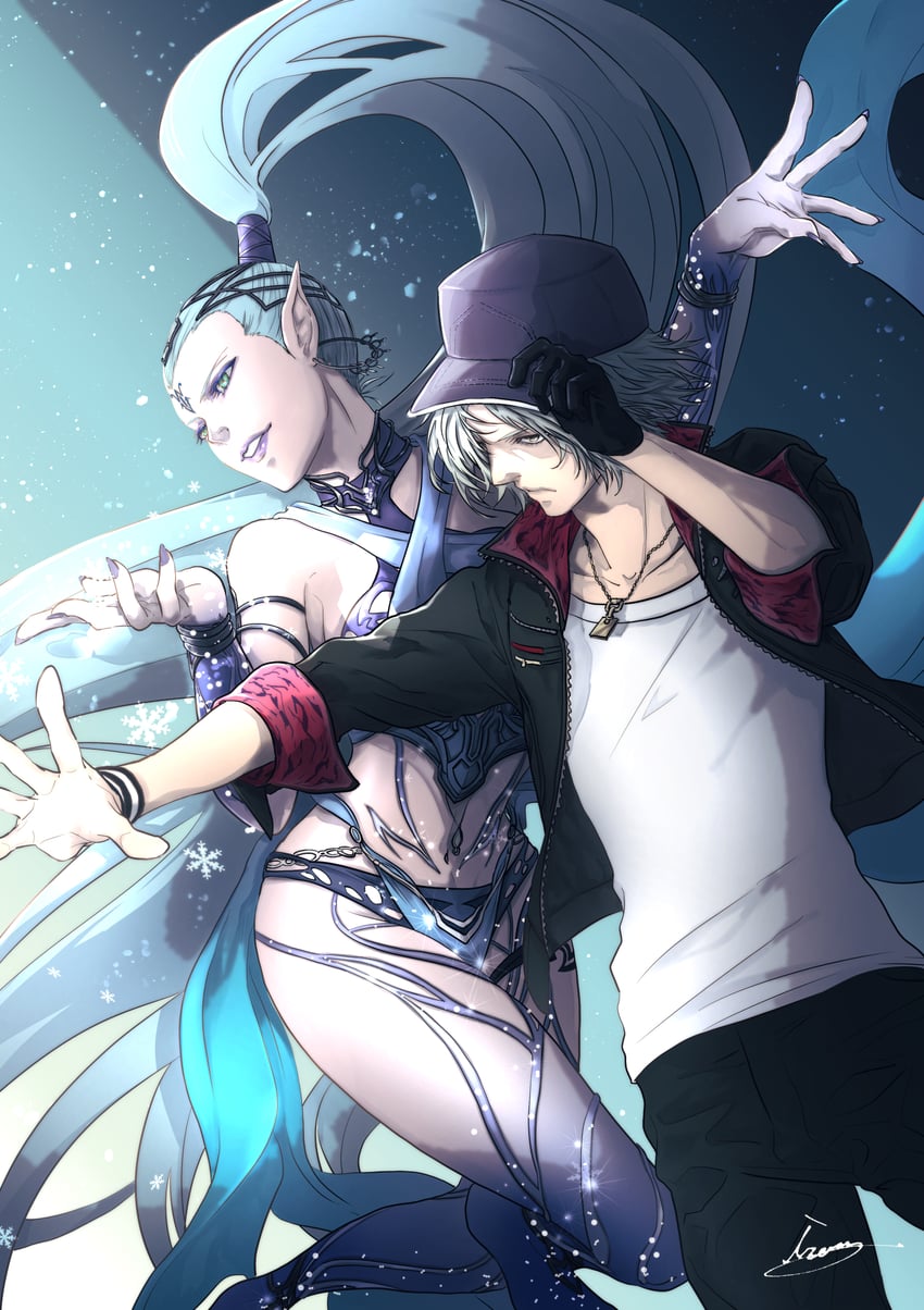 shiva and leslie kyle (final fantasy and 2 more) drawn by moriiiiiiiiiinn